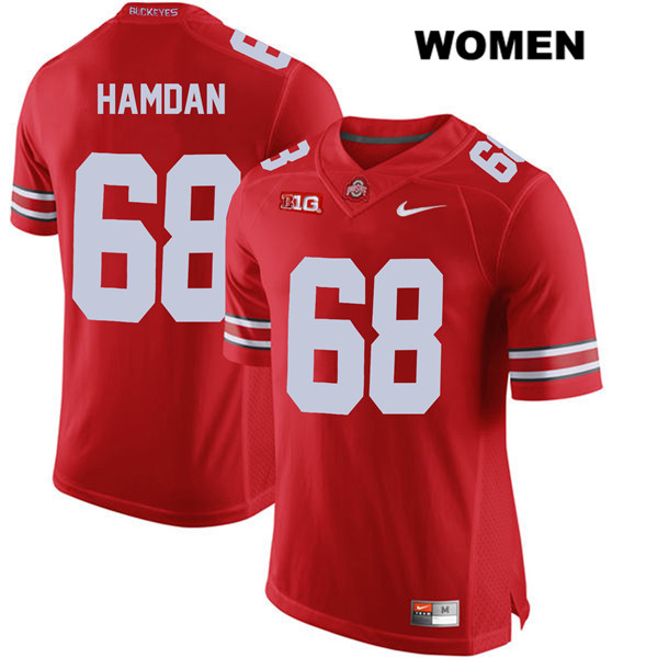 Ohio State Buckeyes Women's Zaid Hamdan #68 Red Authentic Nike College NCAA Stitched Football Jersey VF19N74XG
